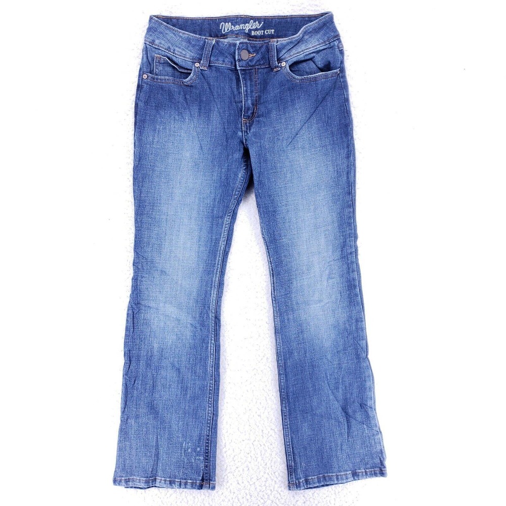 Wrangler Jean Women SZ 9 Blue Denim Straight Stretch Mid Rise Cotton VTG Bootcut